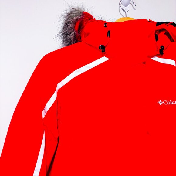 COLUMBIA Vintage-Red Omni-Shield Winter Jacket with Hood & Insulation | Large - Picture 4 of 11